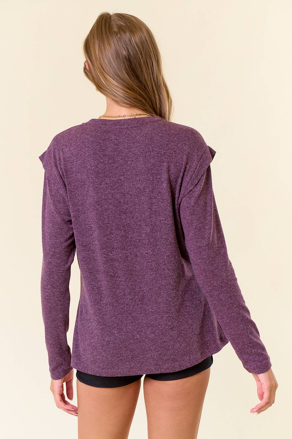 Soft Knit Banded Long Sleeve Top