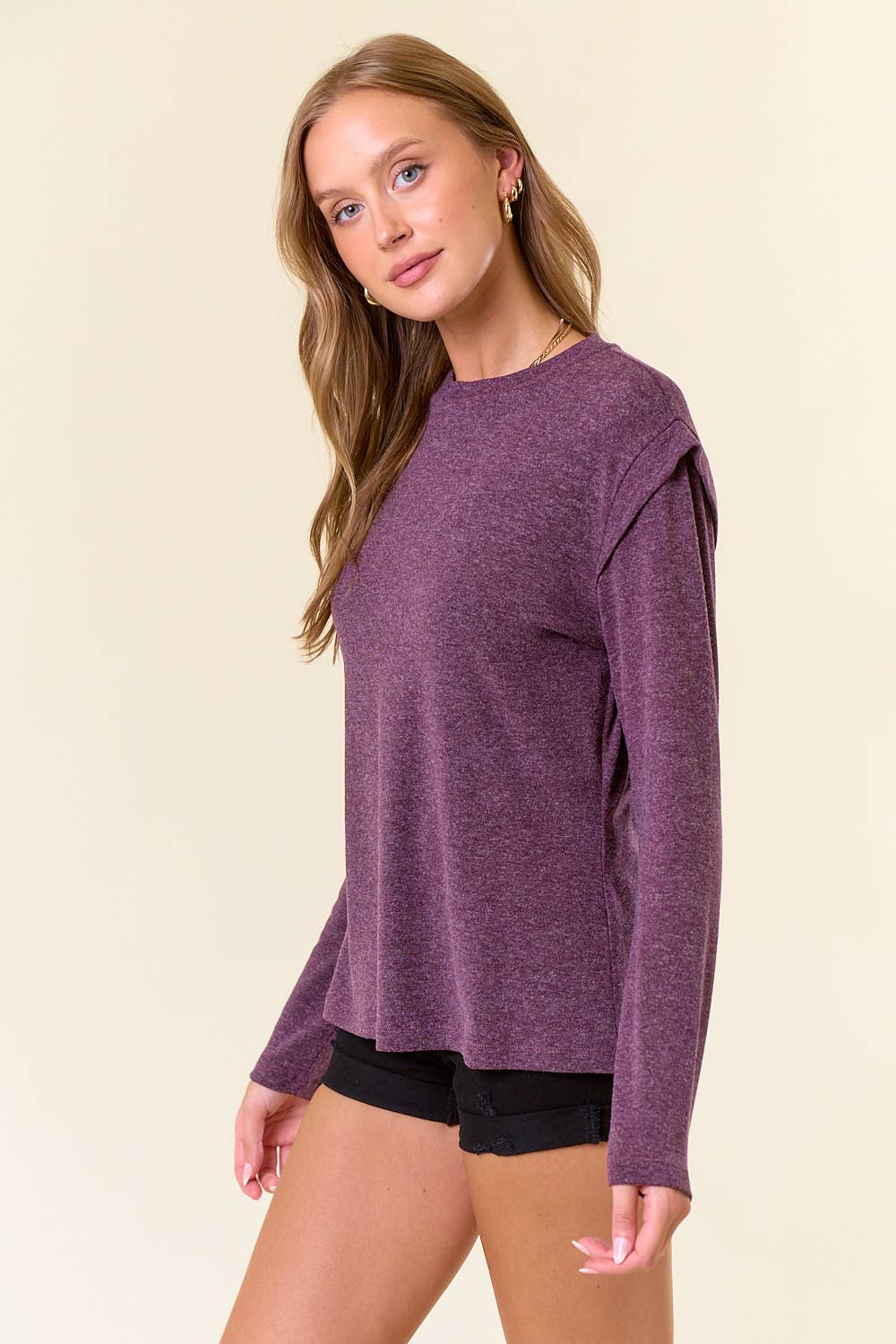 Soft Knit Banded Long Sleeve Top
