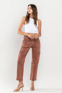 High Rise Straight Cargo Jeans