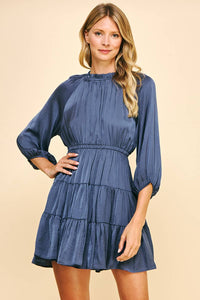 Tiered Satin Mini Dress