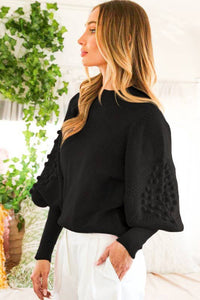 Round Neck Puff Sleeve Sweater