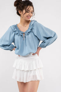 Smocked Waist Layered Mini Skirt