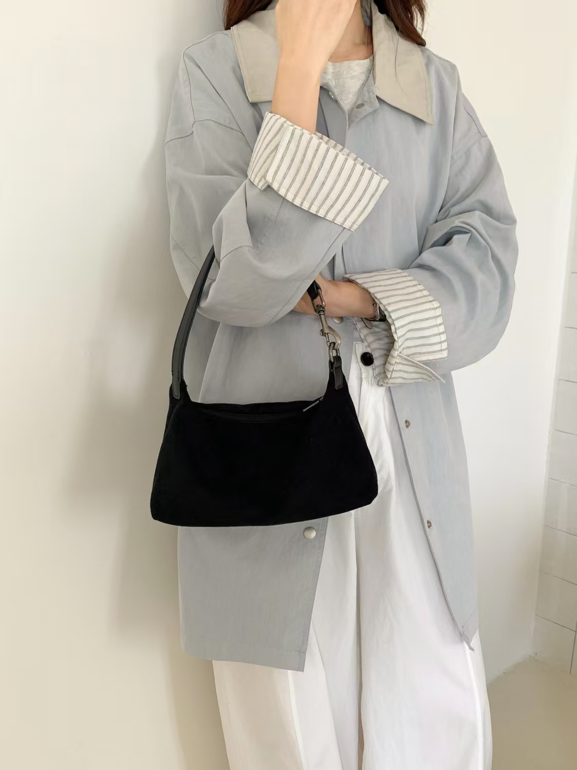 Suede-Like Microfiber Leather Shoulder/Crossbody Bag