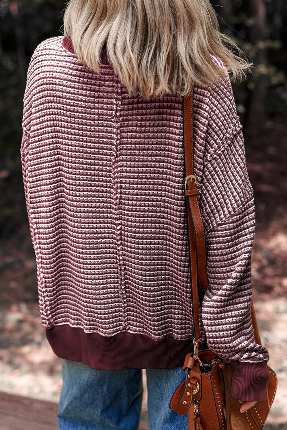 Stripe Ribbed Oversized Long Sleeved Top