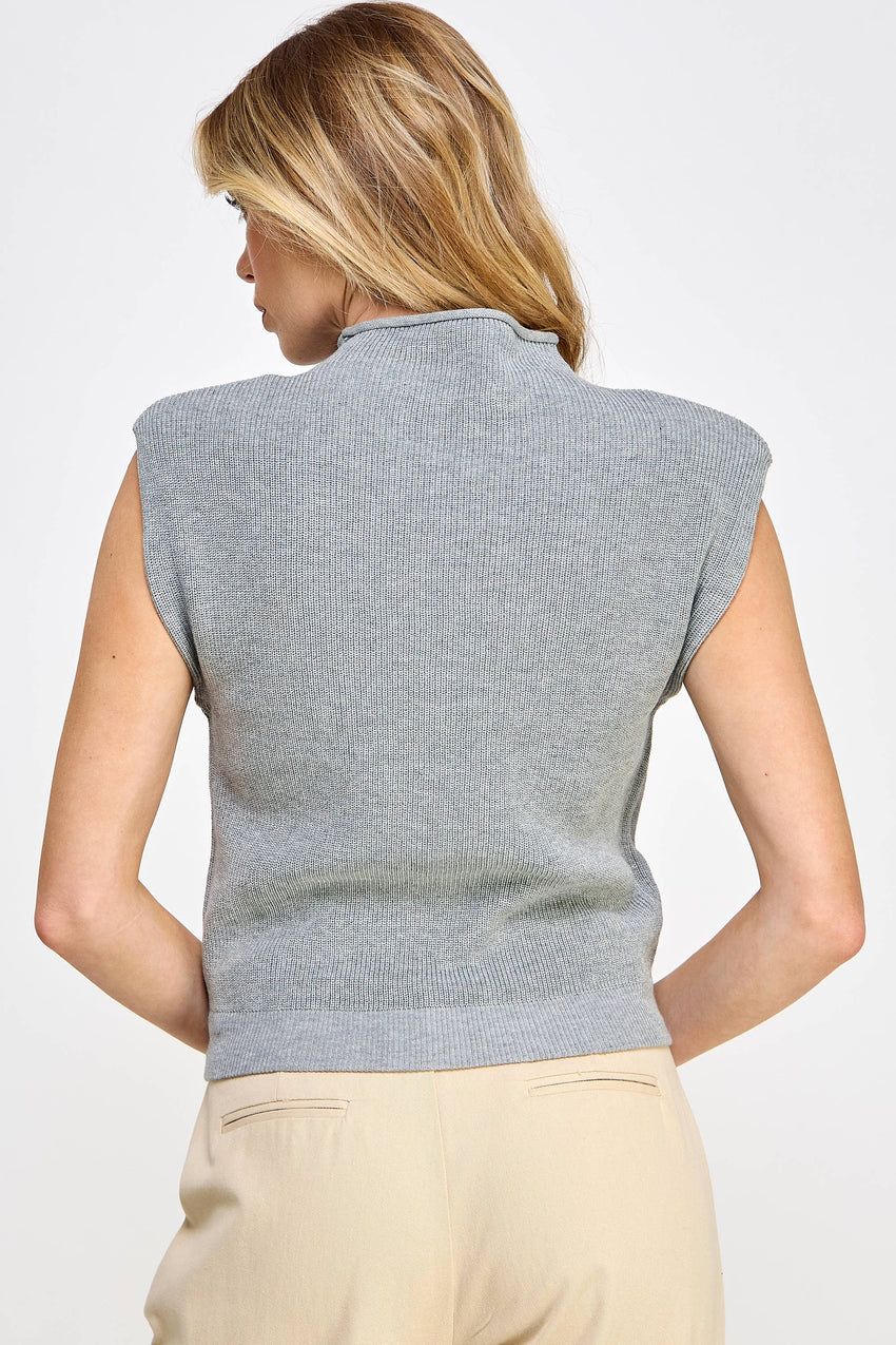 Mock Neck Power Should Top - Grey