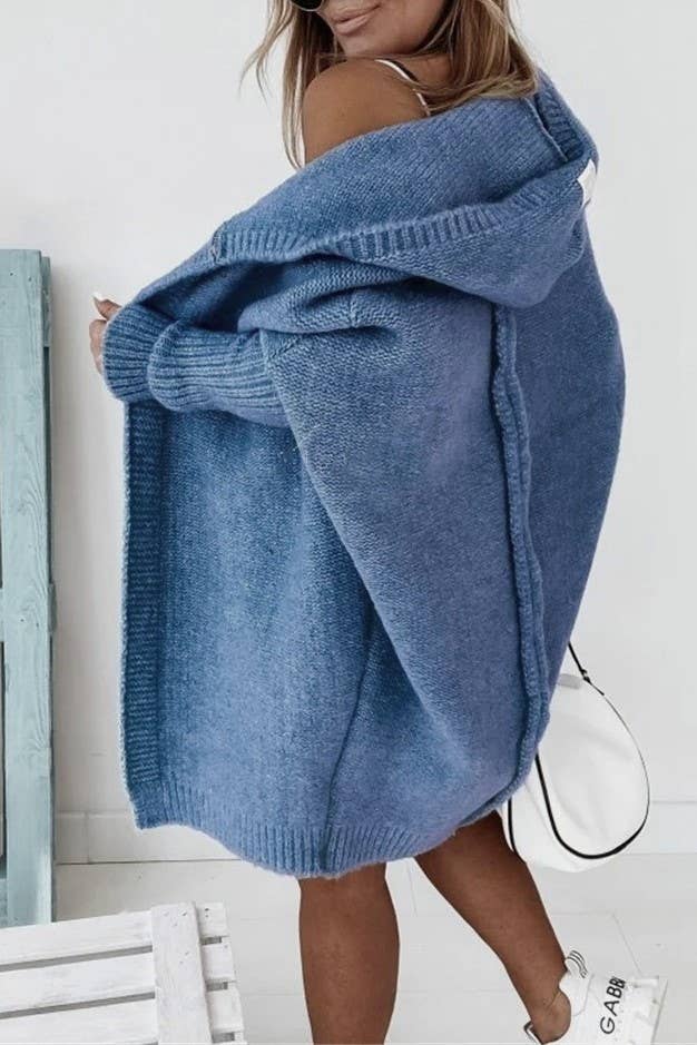 Exposed Seam Hooded Long Cardigan
