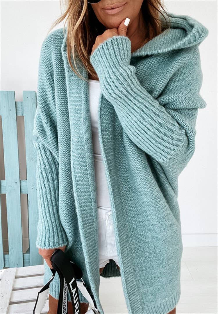 Exposed Seam Hooded Long Cardigan