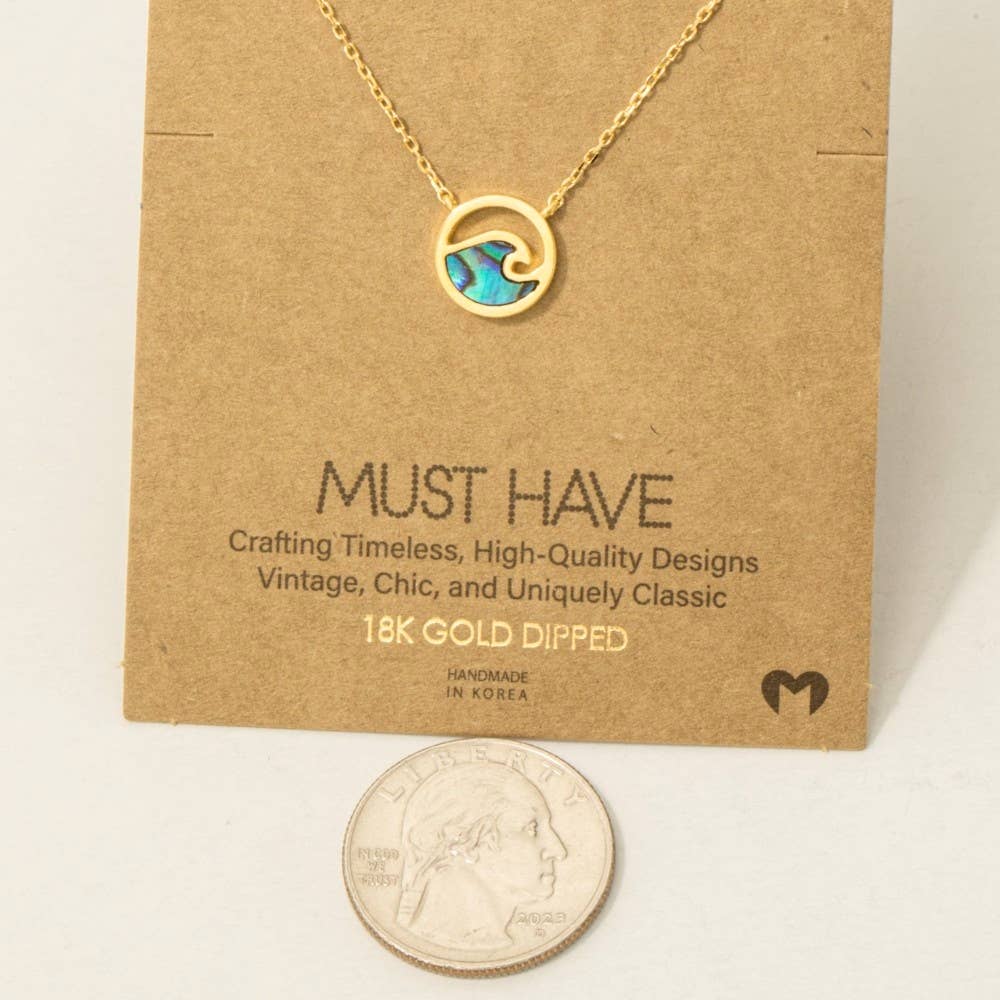 Wave Coin Pendant Necklace