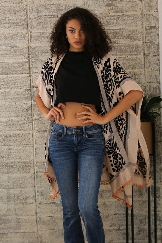 PomPom Trim Kimono