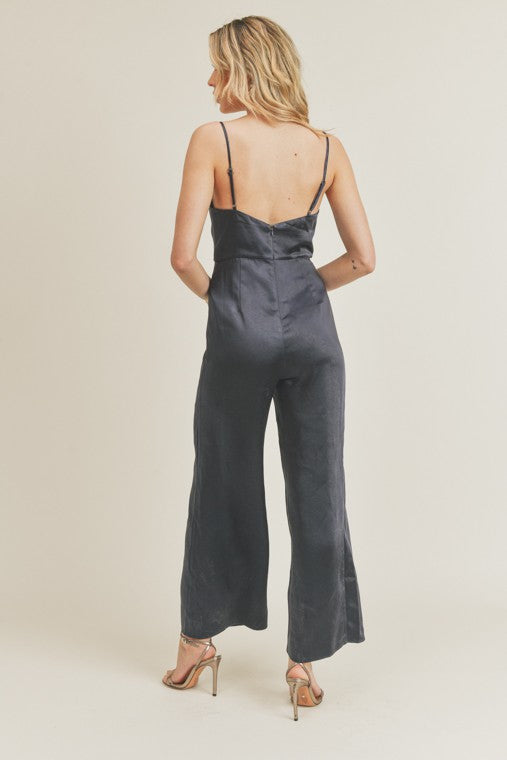 Cowl Neck Satin Jumpsuit