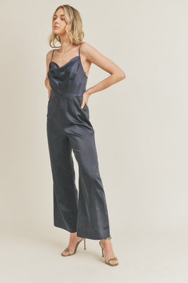 Cowl Neck Satin Jumpsuit