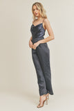 Cowl Neck Satin Jumpsuit