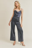 Cowl Neck Satin Jumpsuit