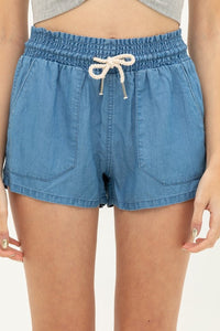 Woven Solid Drawstring Shorts