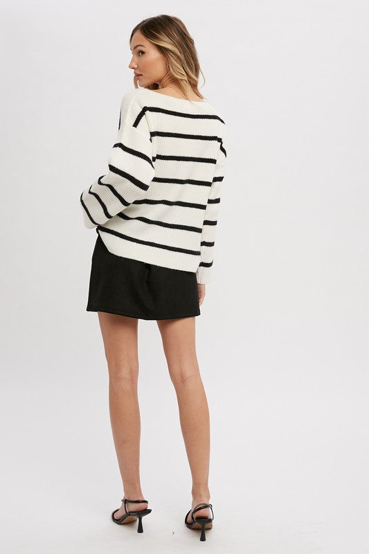 Striped Ribbed Pullover