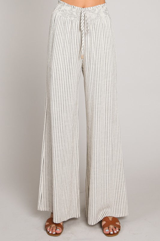 Soft Striped Linen Smocked Pants – Shimmery Belle Boutique