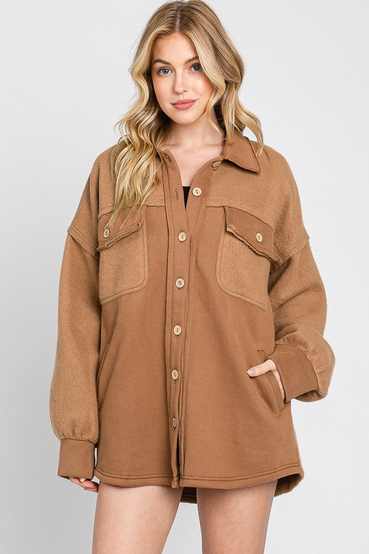 Oversized Cotton Blend Jacket