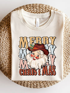 Stacked Merry Christmas Santa Tee