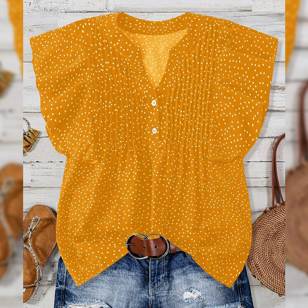Sleeveless V-Neck Polka Dot Top