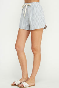 Striped Linen Drawstring Shorts