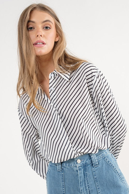 Diagonal Print Blouse