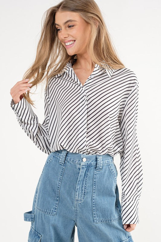 Diagonal Print Blouse