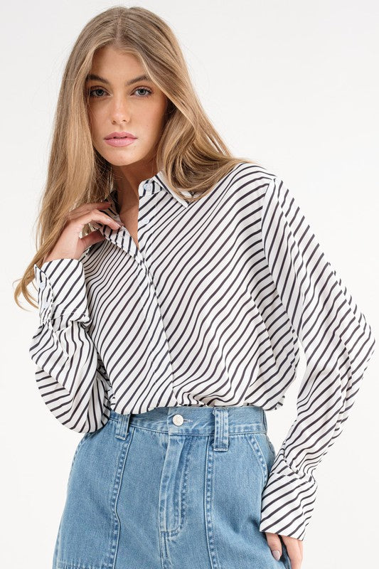 Diagonal Print Blouse