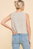 Stripe V- Neck Linen Blend Tank