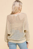 Open Weave Foil Knit V-Neck Sweater