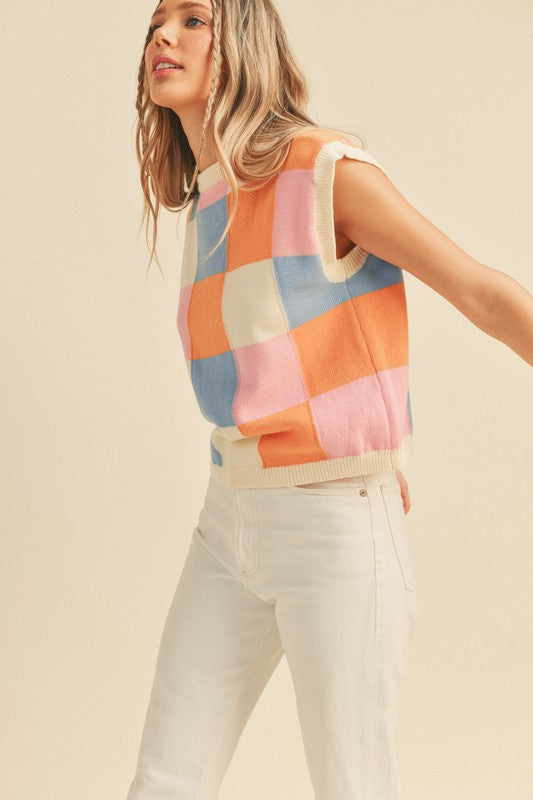 Colorful Checkered Sweater Vest