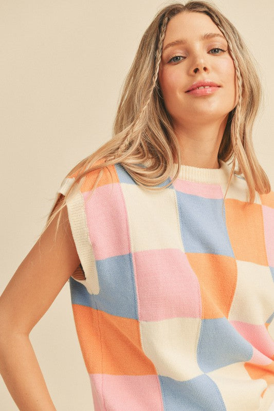Colorful Checkered Sweater Vest