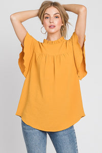 Ruffle Sleeve and Neckline Top