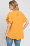 Ruffle Sleeve and Neckline Top