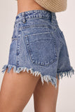 Frayed Hem Mid Rise Denim Shorts