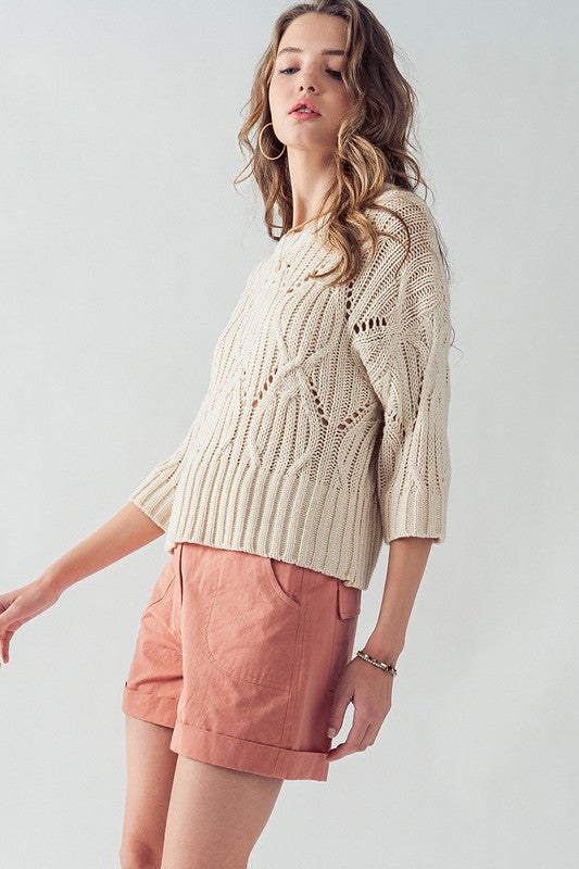 Crochet Crew Neck Sweater