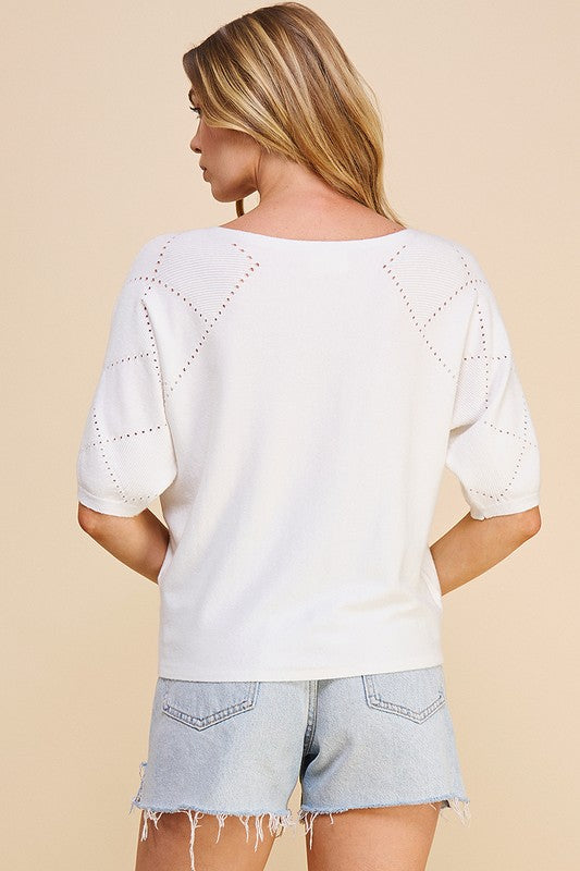 Fine Gauge Dolman with Diamond Pointelle