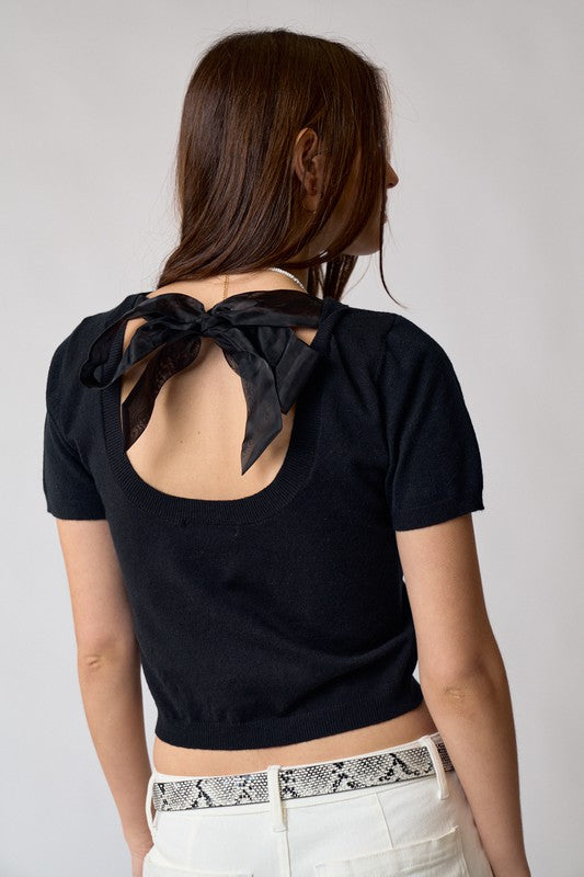 Back Tie Sweater Top