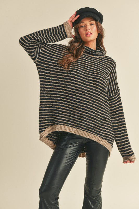 Striped Turtleneck Sweater