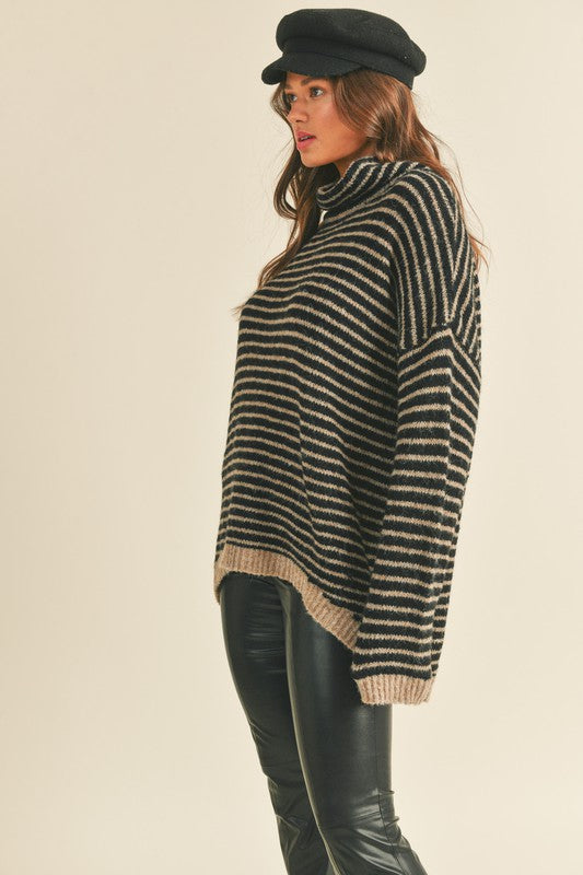 Striped Turtleneck Sweater