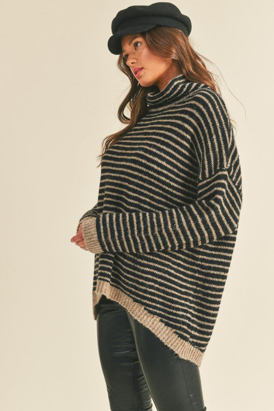 Striped Turtleneck Sweater