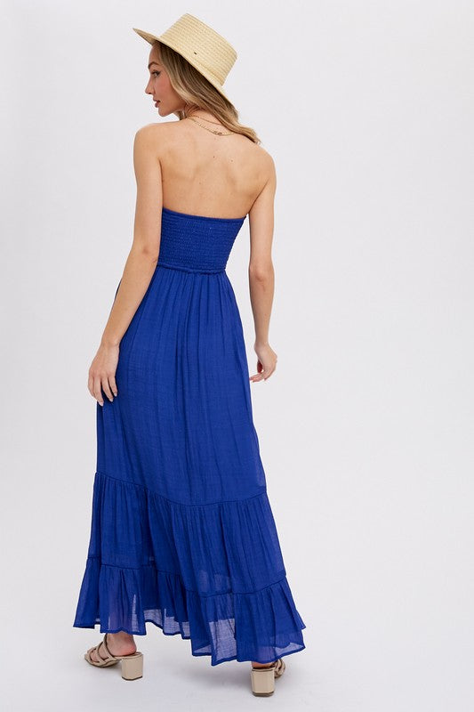 Tiered Ruffle Strapless Maxi Dress
