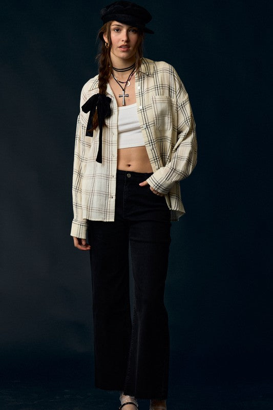 Plaid Print Button Shirt