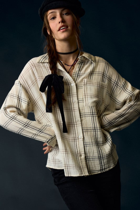 Plaid Print Button Shirt