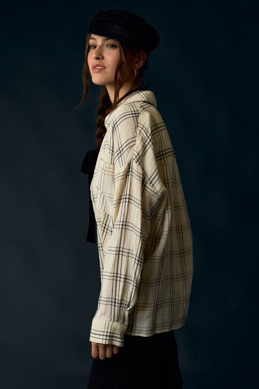 Plaid Print Button Shirt