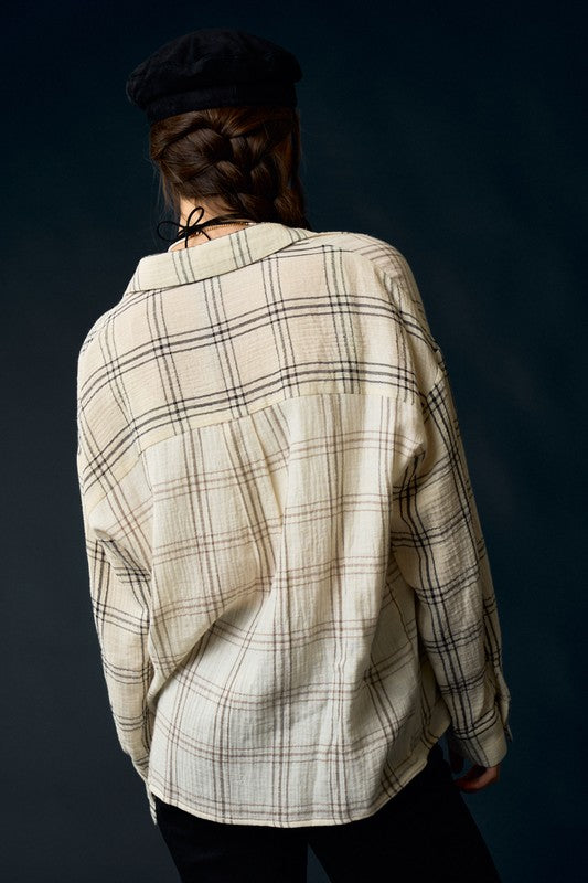 Plaid Print Button Shirt