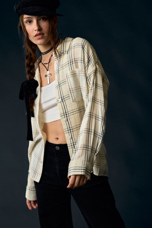 Plaid Print Button Shirt