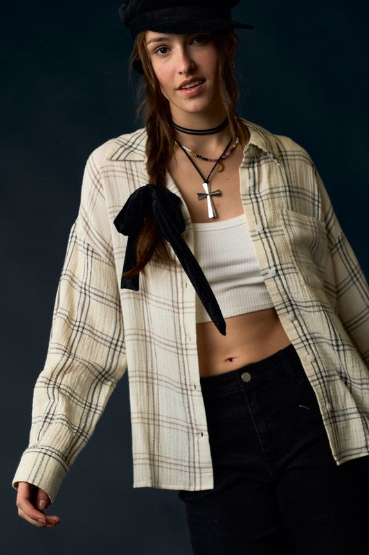 Plaid Print Button Shirt