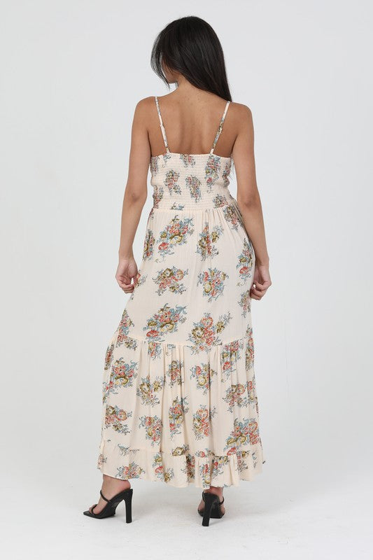 V-Neck Maxi Floral Dress