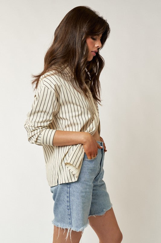 Long Sleeve Stripe Button Down