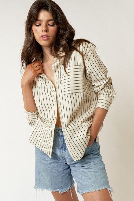 Long Sleeve Stripe Button Down